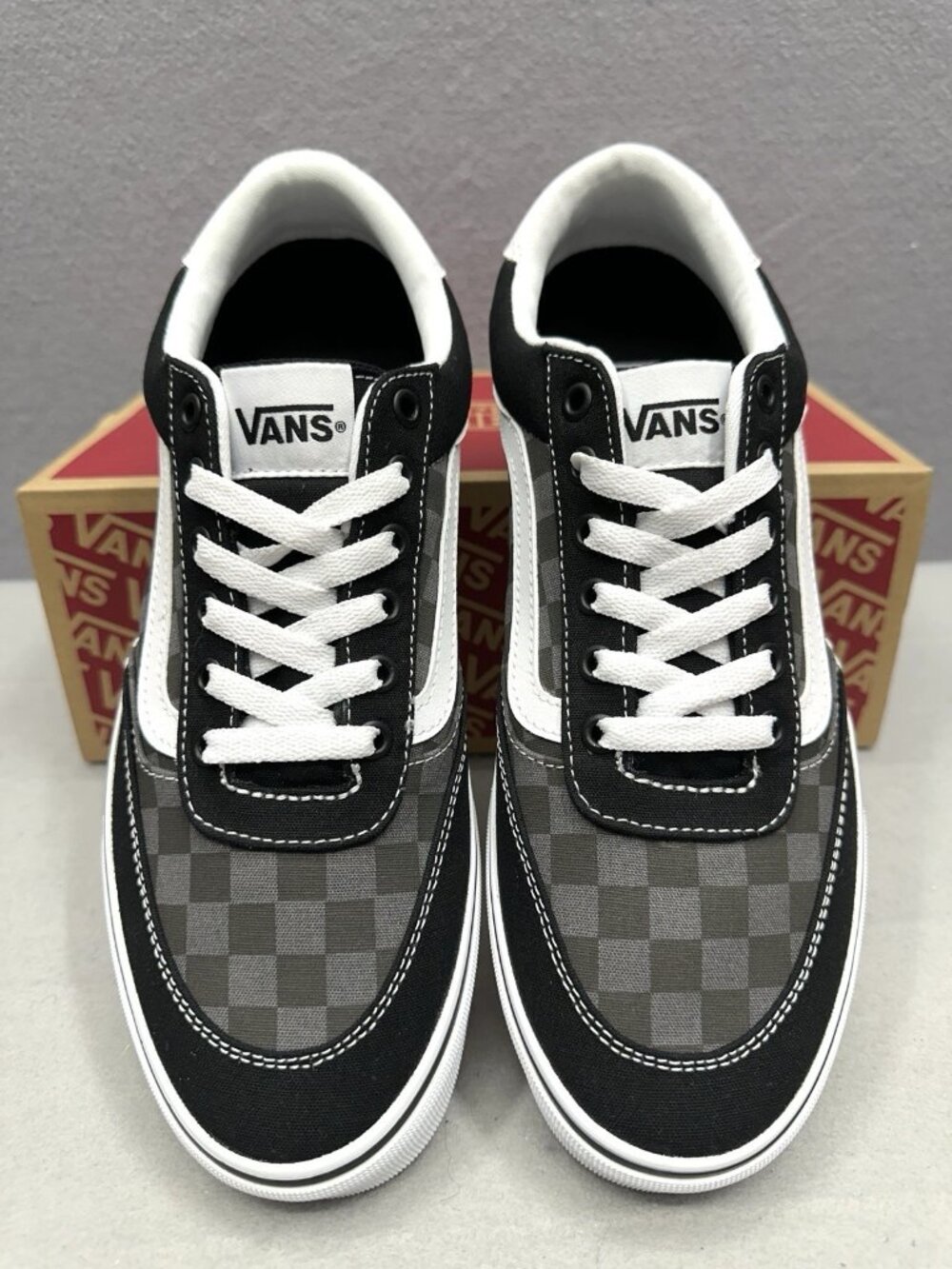 Vans Brooklyn LS Tonal Check Faded Men's Size 10 Black Shoes VN000D7QEVM NIB